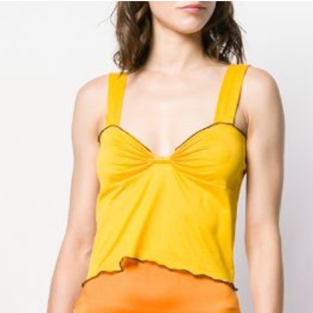 Maryam Nassir Zadeh Mustard Tank Top with Black Trim